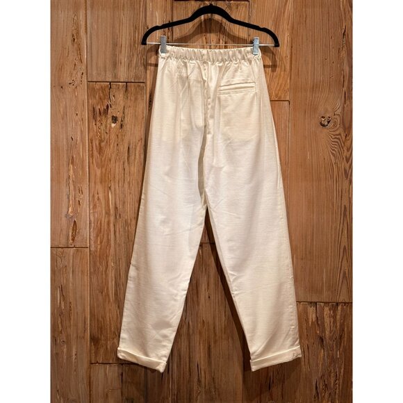 Jue Illimite Summer Lightweight Elastic Waistband Pleated Pants XXS White NWT - Picture 2 of 7
